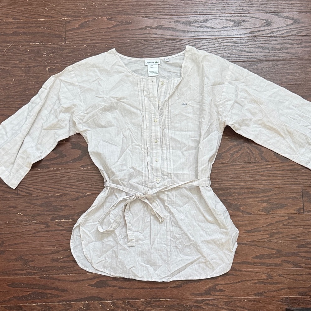 Lacoste Beige Blouse with Waist Tie
